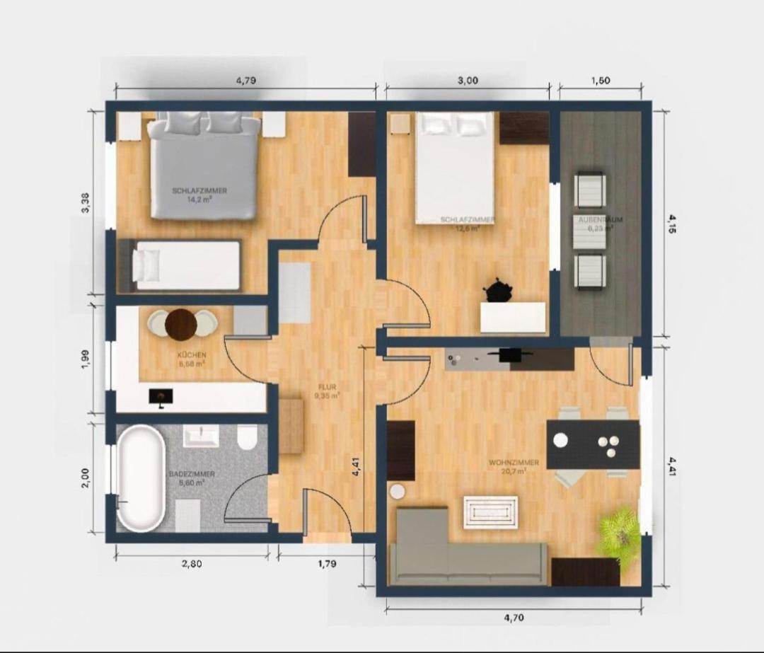 Ecocube Apartment2 Meppen14, Balkon, Kueche, Waschmaschine Bagian luar foto