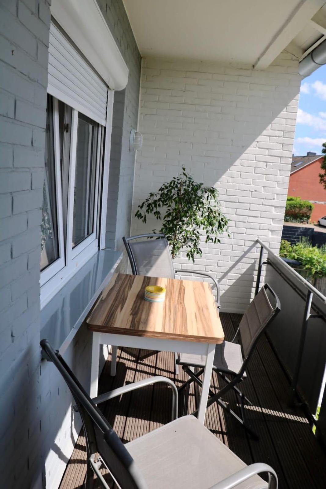 Ecocube Apartment2 Meppen14, Balkon, Kueche, Waschmaschine Bagian luar foto