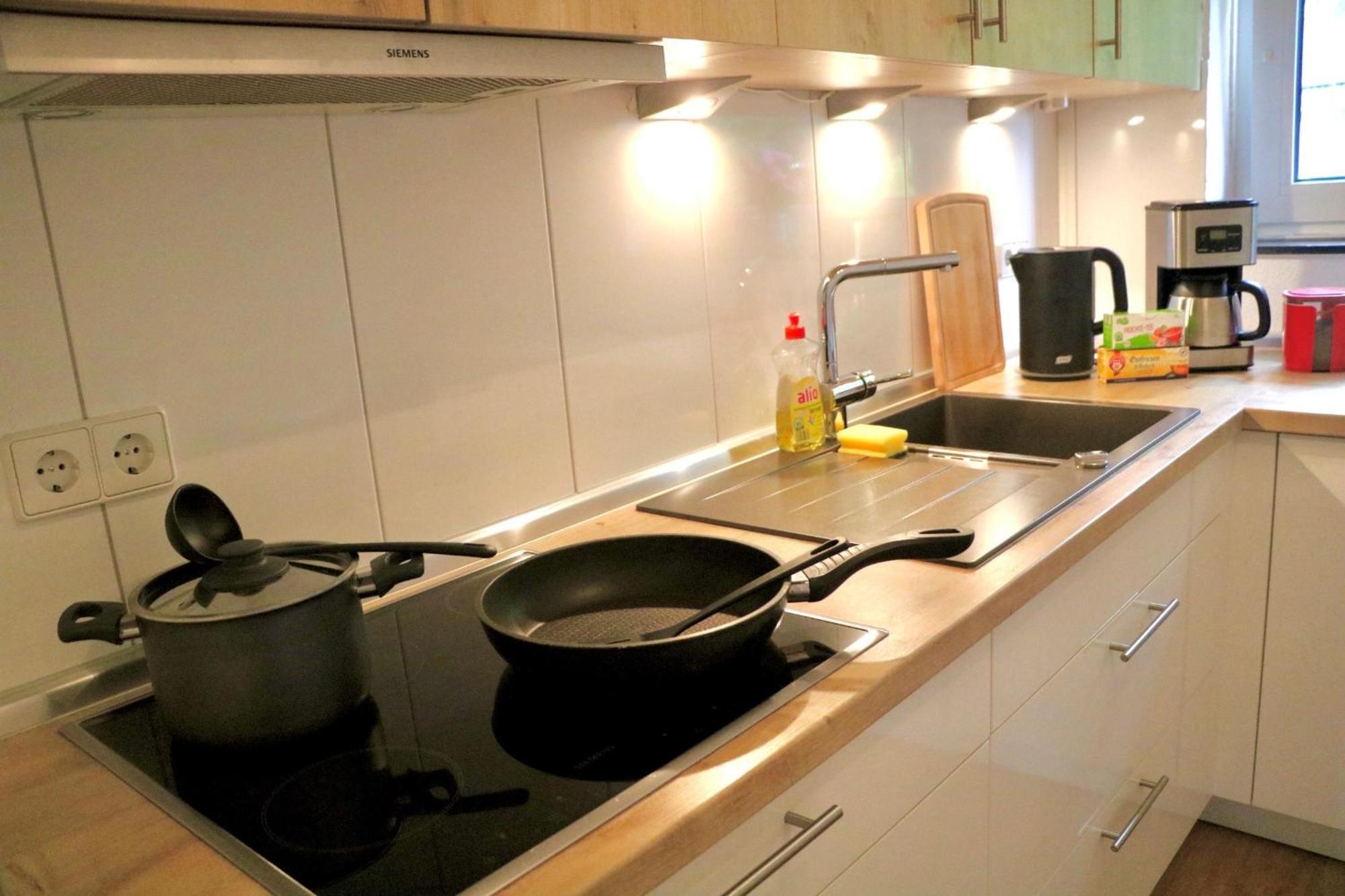 Ecocube Apartment2 Meppen14, Balkon, Kueche, Waschmaschine Bagian luar foto